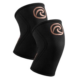 Rehband Knee Support for Weight Training, Knee Support for Cross Fit and Heavy Training, Knee Sleeve Made of 5 mm Neoprene, Available in Many Colours and Sizes, Unisex, Colour: Copper/Black, 1 Pair,