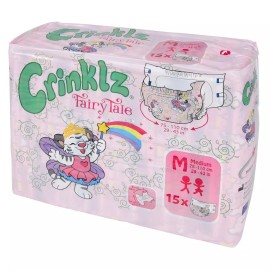 Crinklz Printed Adult Diapers w/ Plastic Backing, Fairy Tale Print - MD (29" to 43") | Case of 60 (4 packs)