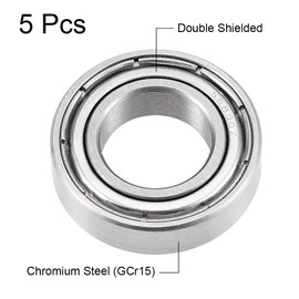 TOP-VIGOR 5Pcs S6800ZZ Deep Groove Ball Bearings, Z2 10mm x 19mm x 5mm Double Sealed Industrial Bearings, Chrome Steel Skateboard Bearings for Electrical Instrument Equipment