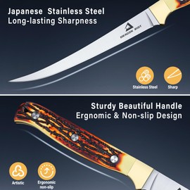 DRAGON RIOT Fillet Blade 6 inch Professional Boning for Filleting Japanese Stainless Steel Fish Knife with Ergonomic Handle Super Sharp Boning Knife for Meat Poultry Cutting Indoor or Outdoor