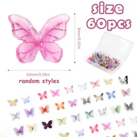 Hebterrka Pack of 60 Mini Resin Butterflies, Miniature Dollhouse Accessories, Small Butterflies for Crafts, Mini Resin Animal Figures for DIY Fairy Garden, Dollhouse Decoration