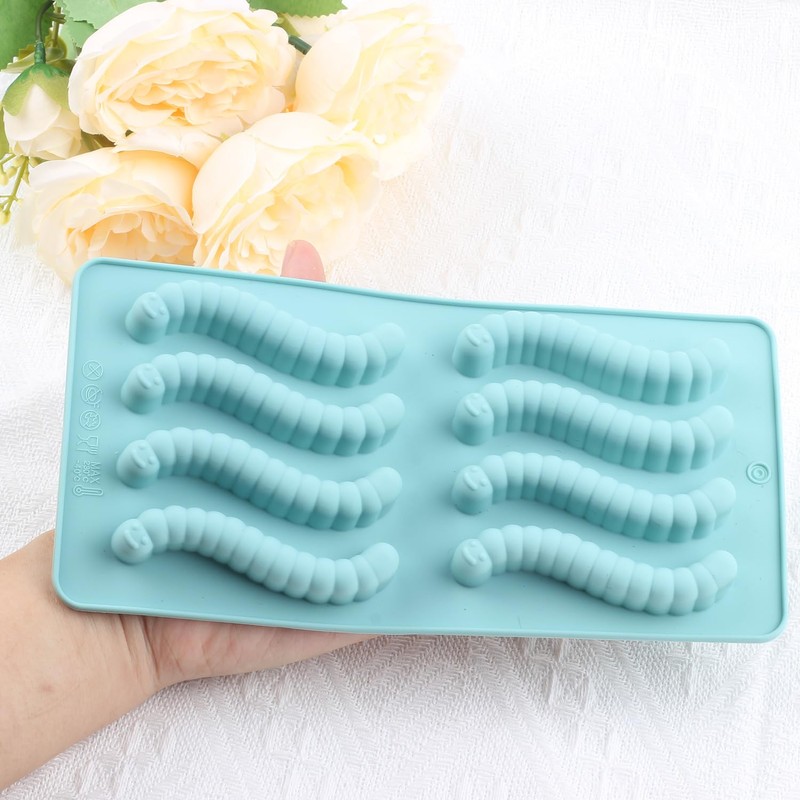 EPYHREHM Silicone Gummy Worm Molds For Chocolate Candy Set Of