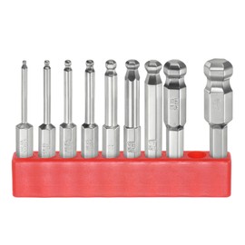 sourcing map 9pcs Ball End Hex Screwdriver Bit Set 1.5mm-10mm (H1.5-H10) Size 1/4" Hex Shank 50mm (2") Long Magnetic Ball Head Bits S2 Steel Metric Screw Driver Bit