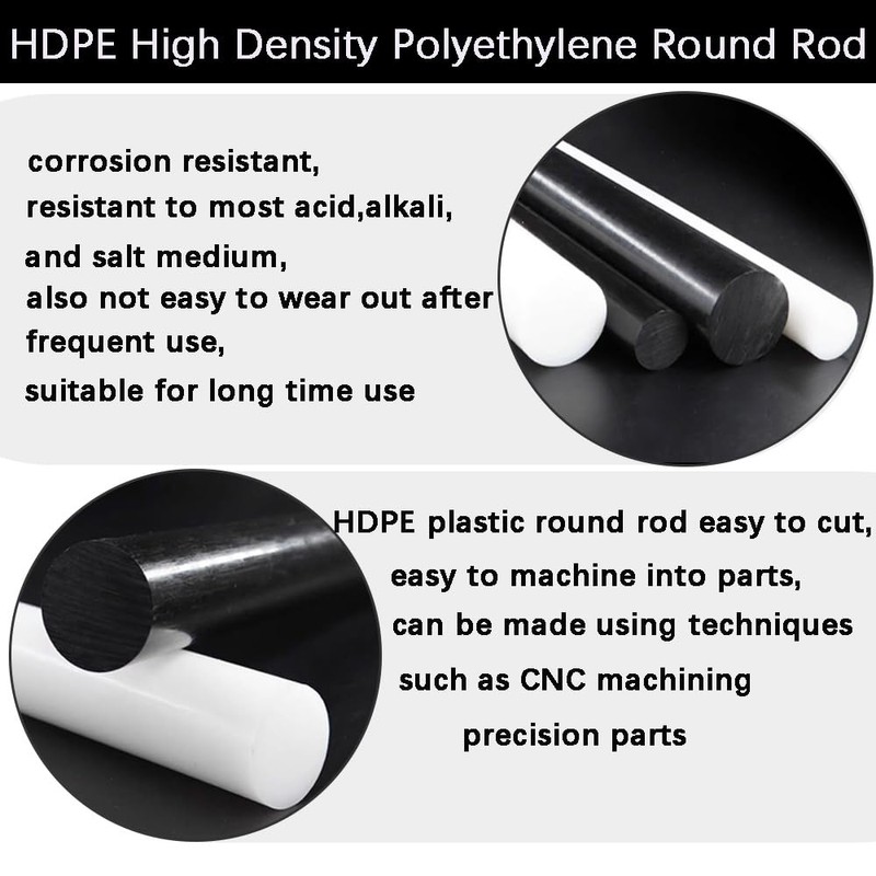 2 Pcs HDPE Rod,HDPE High Density Polyethylene Round Rod,3/4"x 13"