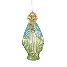 Saint Virgin Mary Savior Mother of Jesus Christmas Tree Glass Ornament