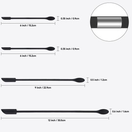 Mini Spatula Silicone Spatula Set - 4pcs Small Makeup Scrapers for Cosmetics, Reusable Beauty Tiny Tools, Thin Jar Scraper, Get the Last of the Makeup Out of the Bottle(Black)