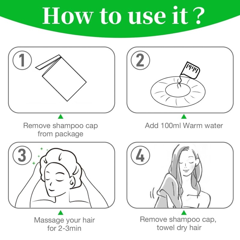 MED Shampoo Caps No Rinse Waterless Hair Washing Shower Caps