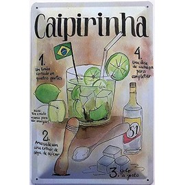 Deko 7 Tin Sign 30 x 20 cm Caipirinha Cocktail Brazil