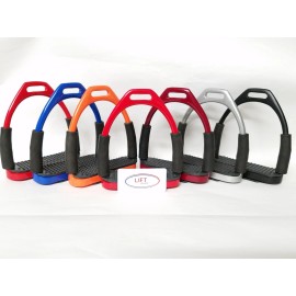 Lift Sports 4.75" Horse Flexible Safety Stirrups Saddle Irons Bendy Stainless English - Red