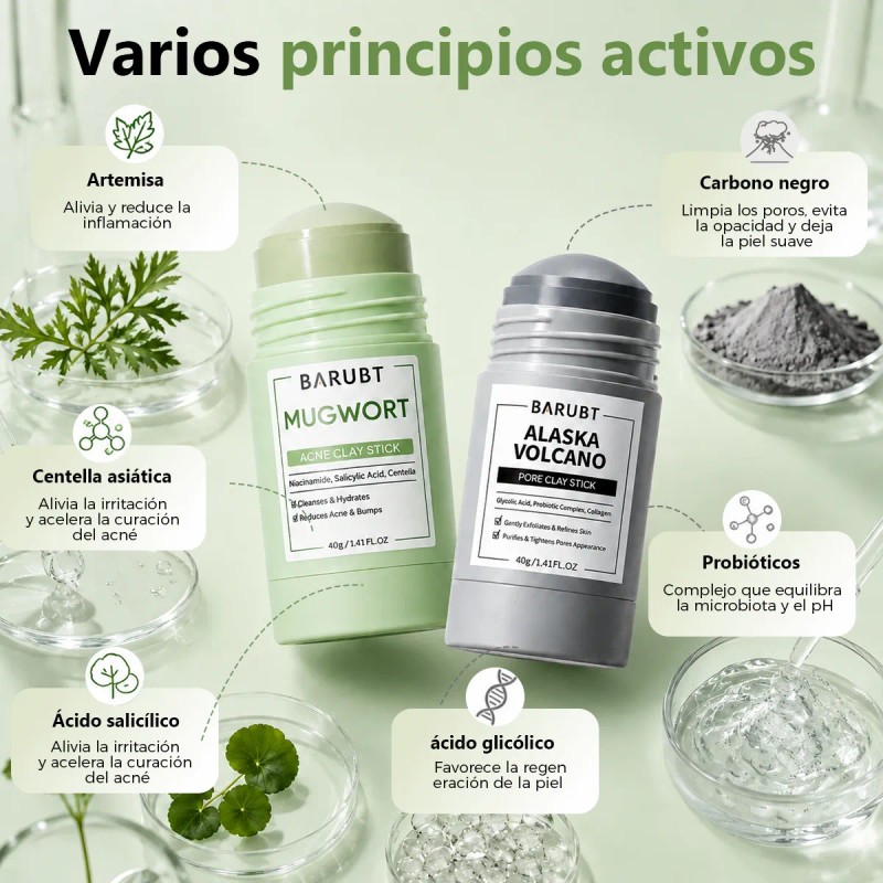 2pcs Mascarilla En Barra De Arcilla Puntos Negros Exfoliante