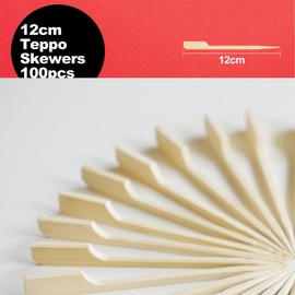 CAPACITEA 100pcs 12cm Teppo Skewers for Cocktail, Appetizers, Fruit, BBQ Paddle Sticks, Bamboo