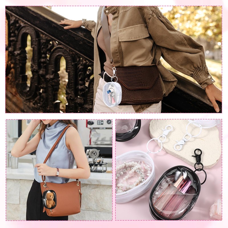 4 PCS Clear Keychain Pouch Mini Clear Makeup Bag Keychain