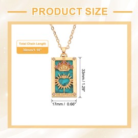 uxcell Collar De Tarot, Aleación Cuadrado Colgante Rectángulo Esmalte Cartas De Tarot diadema Corazón Collares Para Mujeres, Oro