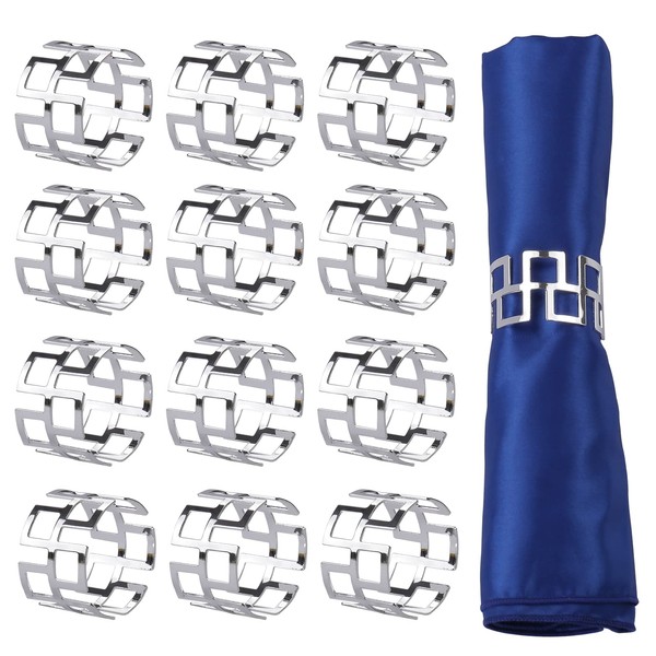 LogHog Alloy Silver Napkin Rings Set of 12, Delicate Napkin