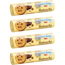 Mulino Bianco: "i Baiocchi" Cookies with cream hazelnut and cocoa 5.92 Oz / 168g, Pack of 4 [ Italian Import ]