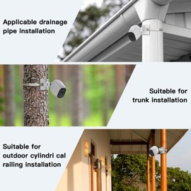 Arlo Pole Mount, Pole Mount Bracket for Arlo Pro 2, Arlo Pro 3, Arlo Ultra, Arlo Essential, Ring Reolink Eufy, Fits 5-20 cm Pipe without Punch (White, 1 Pack)