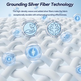 Nayoroom Grounding Sheets Queen, 90% Organic Cotton + 10% Pure Silver Fiber, Grounding Sheet with Grounding Cord Kit - Designed for Support Stress Relief, Sleep - Gray