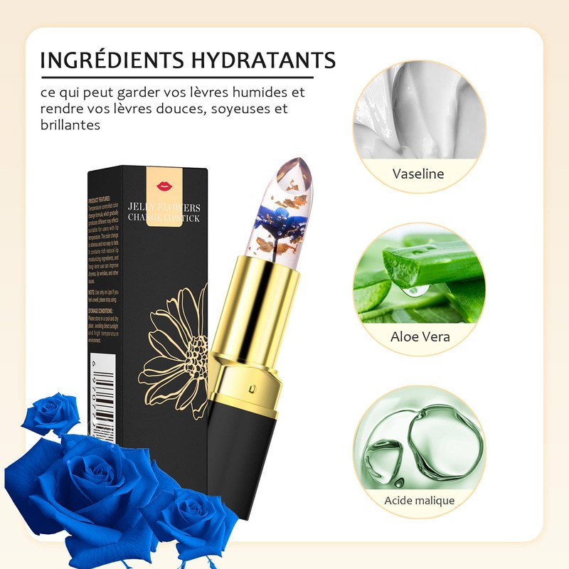 Crystal Flower Lipstick Temperature Changing Moisturizing Long Lasting Waterproof Lip
