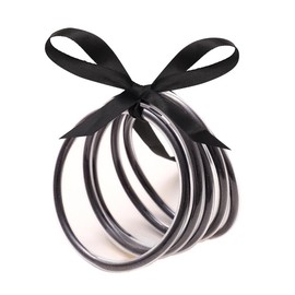 MSSIEJEW Glitter Jelly Bangles Bracelets Set - Lightweight Sparkling Silicone Bowknot Buddha Stacking Jewelry (Black)