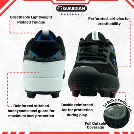 Guardian Baseball - Youth Pack of Low Top Cleats and Turf Shoes - Baseball Cleats for Boys and Girls Softball Cleats - Lightweight, Comfortable Design, Black/Royal 7