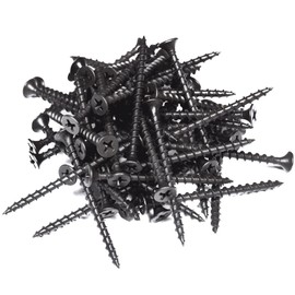 DIYUK Premium Black Wood Screws Length: 25mm (Pack of: 50) Phosphate Coated Coarse Thread Self-Tapping Drywall, and Plasterboard Fixings