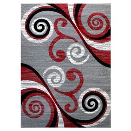 Masada Rugs, Stephanie Collection Area Rug Modern Contemporary Design 1100 Red Grey White Black (6 Feet X 9 Feet)