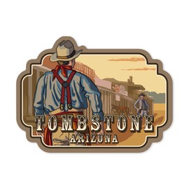 Die Cut Sticker Tombstone, Arizona, Cowboy Standoff, Vinyl Sticker, (Waterproof Decal for Cars, Water Bottles, Laptops, Coolers), Large