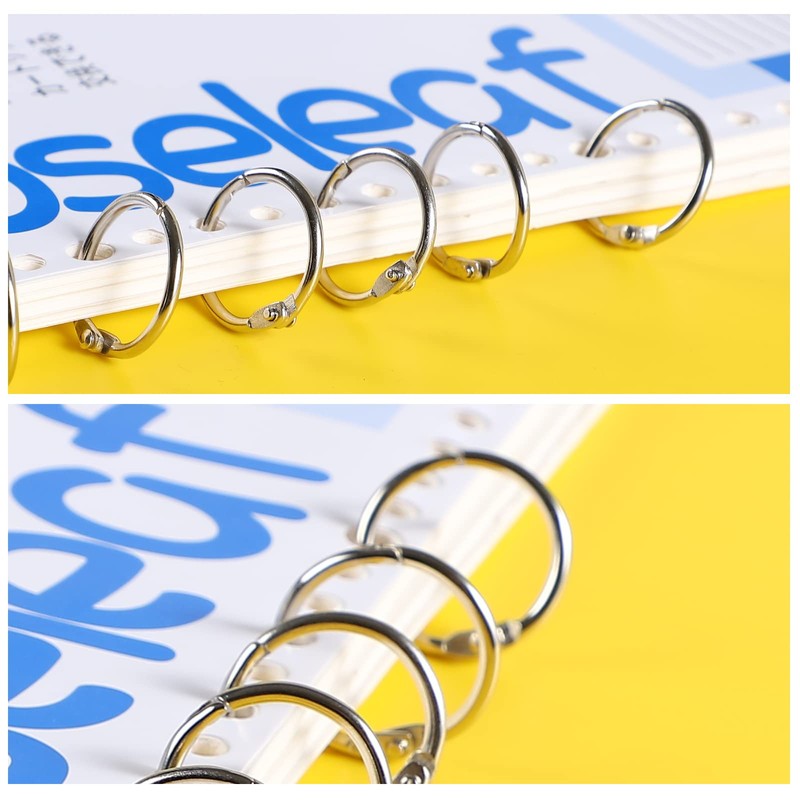 Pack of 50 leaf binding rings, metal book rings, loose
