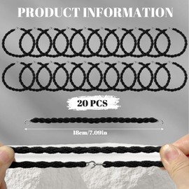 VLYX 20 PCS Twisties Army, Trouser Twists Military Elastic Boot Straps Blousing Bands with Metal Hooks for Outdoor Pants Blousing (Black)