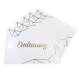 nikima Schönes für Kinder 5 Elegant Folding Invitation Cards Lines Gold with 5 White High-Quality Envelopes for Weddings Birthday Confirmation Anniversary