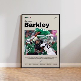 Saquon Barkley Poster, Barkley Print Decor, Football Art, Sports Fan Gift, Athlete Artwork, Philadelphia Eagles Poster, Man Cave Décor - Color: 16" x 24" (40.64 x 60.69 cm)
