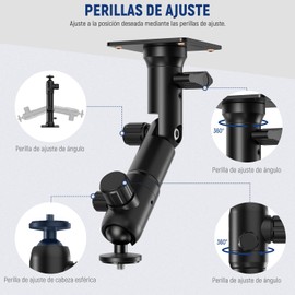 NEEWER - Soporte de Pared de Techo de 2.2 Pulgadas con Base Doble de 360°, Cabeza de Bola de 1/4 Pulgadas, 10 Tornillos, Soporte de Pared para cámara de Estudio de fotografía para Anillo de luz