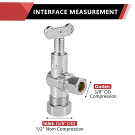 (Pack of 10) EFIELD 1/4-Turn Loose Control Key Angle Stop Valve 1/2" Nominal (5/8" OD) Compression x 3/8" OD, Chrome,(VALVE142-10PCS)