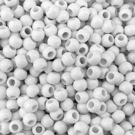 1000 cuentas redondas de acrílico blanco de 6 mm de diámetro con agujero grande de 2,9 mm