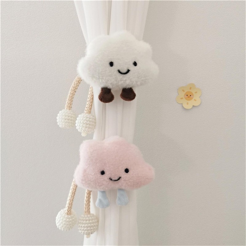 HIRHOEH 2 Pack Cartoon Cloud Curtain Tiebacks for Kids Room
