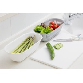 Kokubo KK-304 Long Colander & Bowl Set, Gray