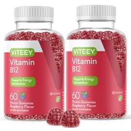 VITEEY Vitamin B12 Gummies - Cognitive Support and Energy Gummies - Vegan, Gelatin Free, Gluten Free - 60 Count