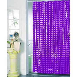MSV Anti-Mould Shower Curtain - Anti-Bacterial, Washable, Waterproof, PVC with 12 Shower Curtain Rings 180 x 200 cm Purple