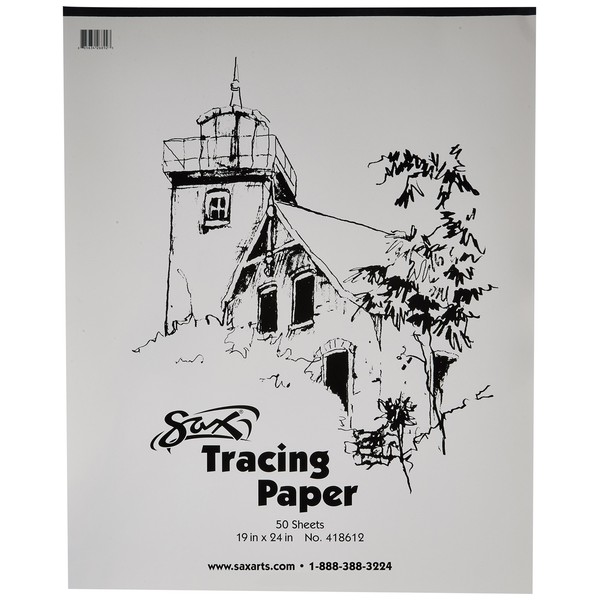 Sax Tracing Paper Pad, 25 lbs, 19 x 24 Inches, White,50 Sheets - 418612