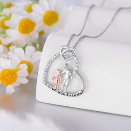 KoyeKei Sister Necklace Gifts from Brother for Sister 925 Sterling Silver Brother and Sister Necklace Father and Daughter Necklace Heart Pendant Jewelry Birthday Christmas Gifts for Daughter Couples