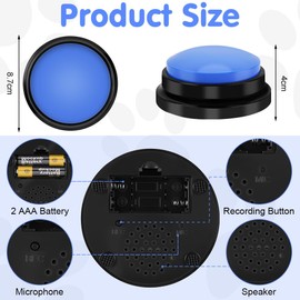 vsshe 6 PCS Dog Buttons Talk Training, Dog Buttons for Communication, 30 Seconds Recording, Pet Training Answer Buzzerr with Stickers, Voice Recording Button, Funny Gift for School Study Office Home