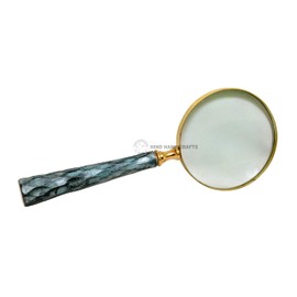 Colored Handheld Magnifier with 3 inch Premium Brass Framed Magnifying Glass with Handcrafted Wooden Handle Handle | Office Ware Decorative Zooming Lens | For Father/Mother/Thanksgiving/Anniversary