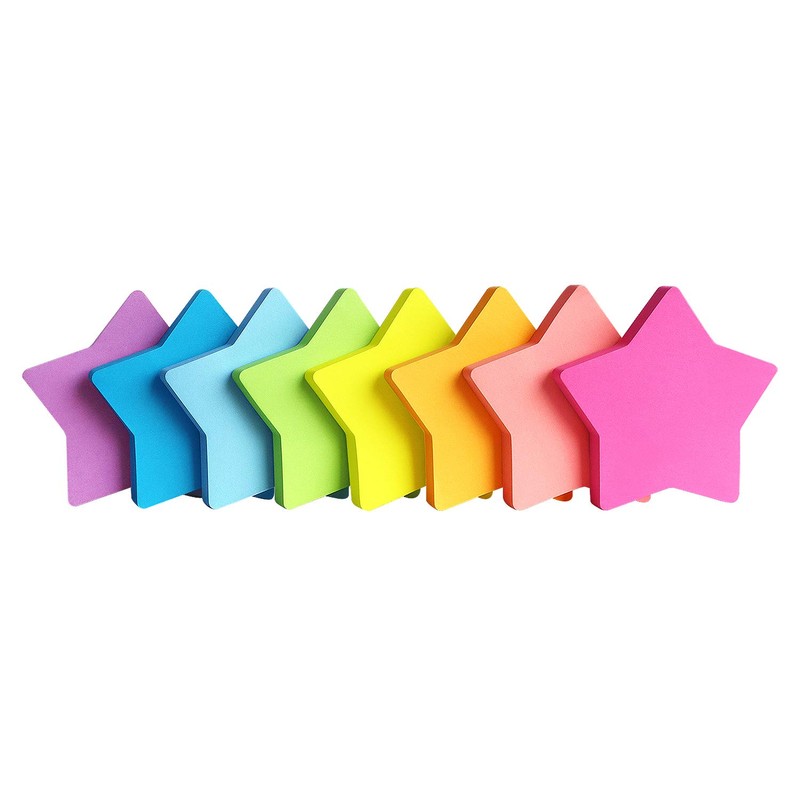 Star Shape Sticky Notes 8 Color Bright Colorful Sticky Pad