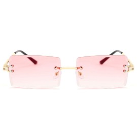 FEISEDY Vintage Rimless Sunglasses Rectangle Frameless Candy Color Glasses Women Men B2642