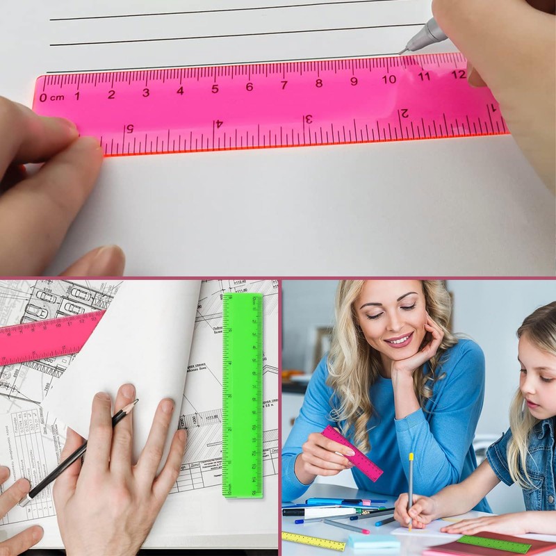 15 Piece Plastic Ruler Set, Ruler 15 cm, Plastic Small