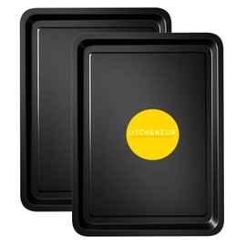 2-Pack - Essentials Baking Tray Set 32cm - Easy Cleaning Baking Tray/Pan, Non-Stick Tin, Multi-Pack Set Oven Trays - Dishwasher Safe and Easy Clean by KITCHENEUR® …