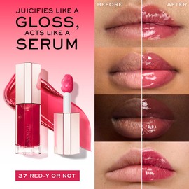 Lancôme Lip Idôle JuicyTreat Oil-in-Gloss -24HR Hydrating Gloss with Squalane for Instant Shine - 37 Red-y Or Not