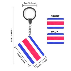 QQSD Costa Rica Flag Keychain Costa Rican Key Ring, 2 Pack