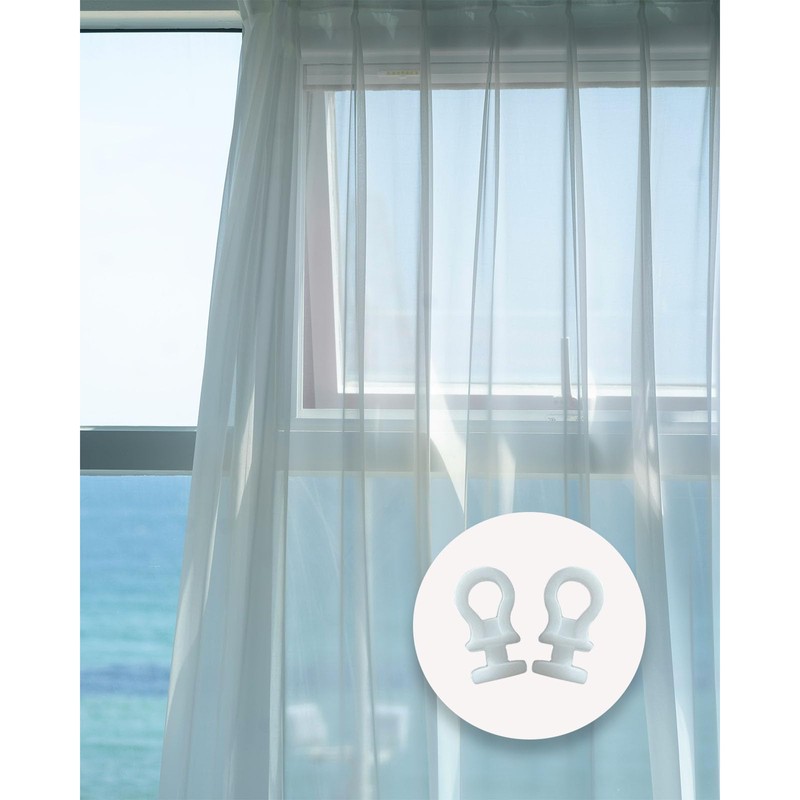 DWUENT 120 White Plastic Curtain Hooks (2.3x1cm) - PE Glider