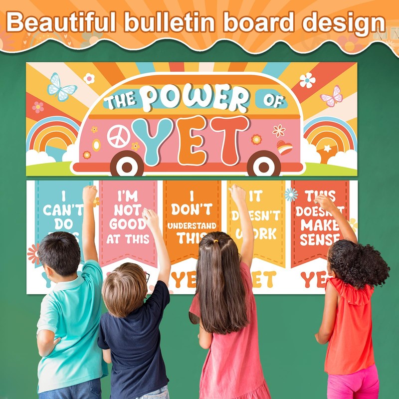 QOUBAI Groovy Growth Mindset Posters Groovy Hippie Bulletin Board Decorations